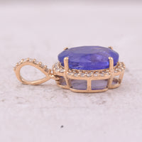 3.05 Ct Oval Mixed Cut Natural Tanzanite 14K Gold Pendant