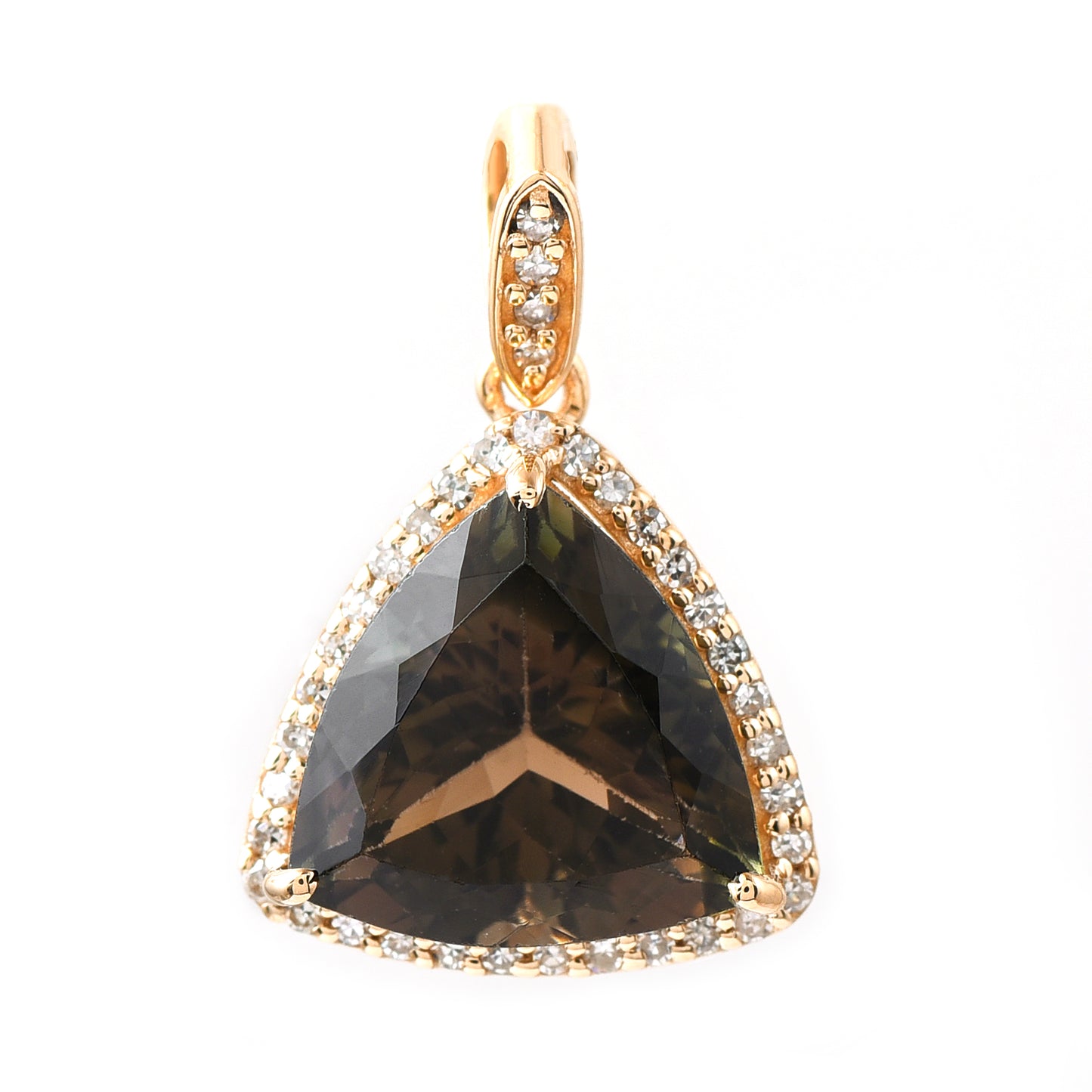 3.40 Ct Trillion Tourmaline 14K Gold Pendant