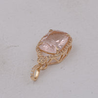 3.16 Ct Cushion Morganite 9K Gold Pendant