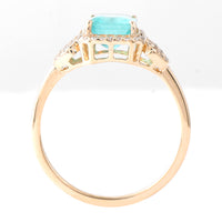 1.51 Ct Octagon Step Cut Natural Emerald 14K Gold Ring
