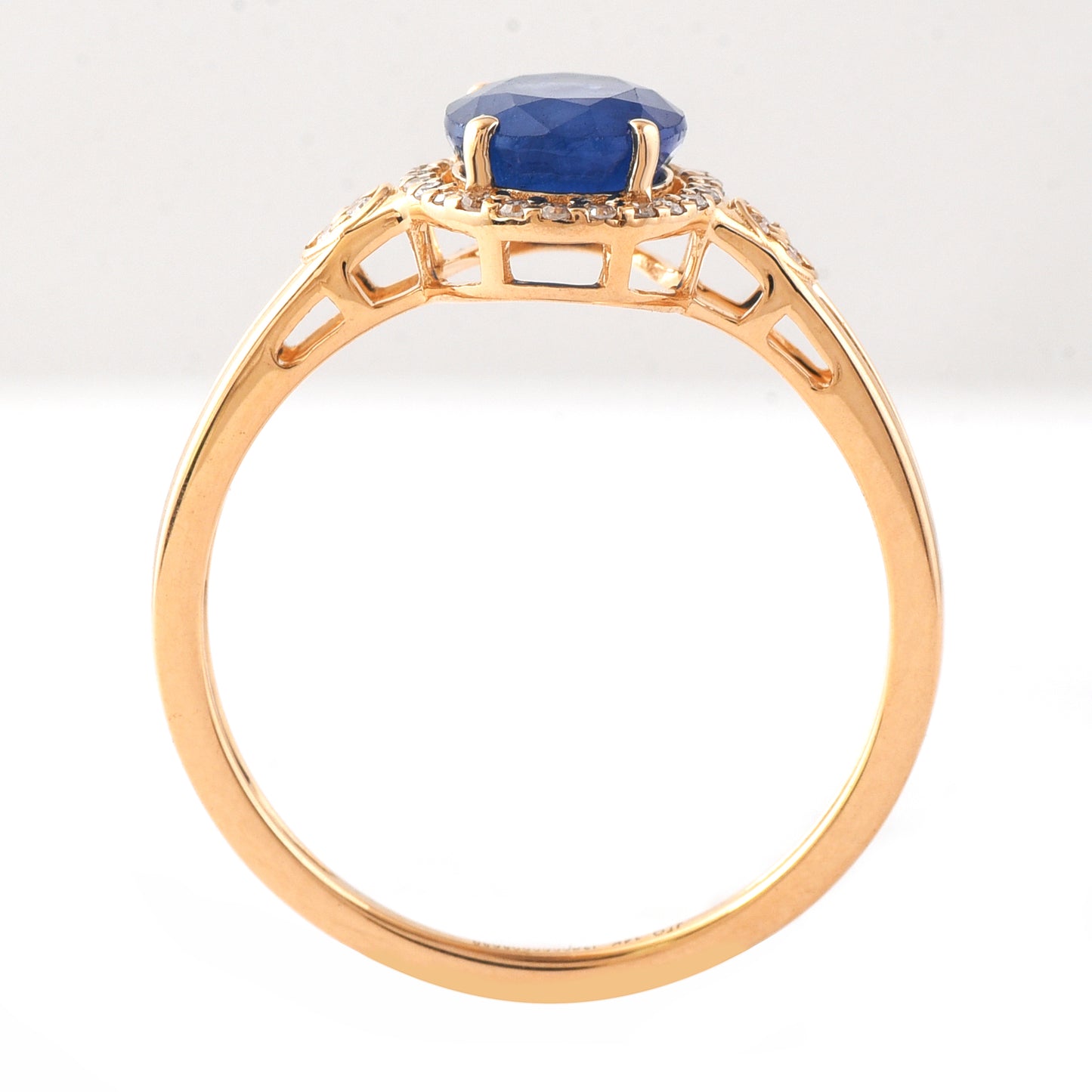 1.89 Ct Oval Mixed Cut Natural Sapphire 14K Gold Ring
