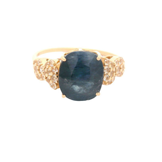 4.05 Ct Oval Sapphire 14K Gold Ring