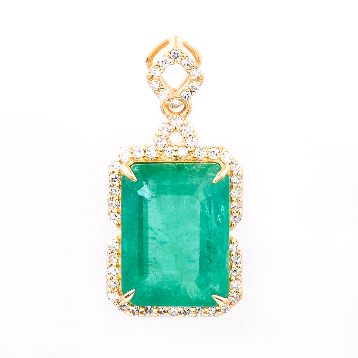 4.49 Ct Octagon Natural Emerald 14K Gold Pendant
