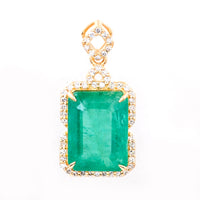 4.49 Ct Octagon Natural Emerald 14K Gold Pendant