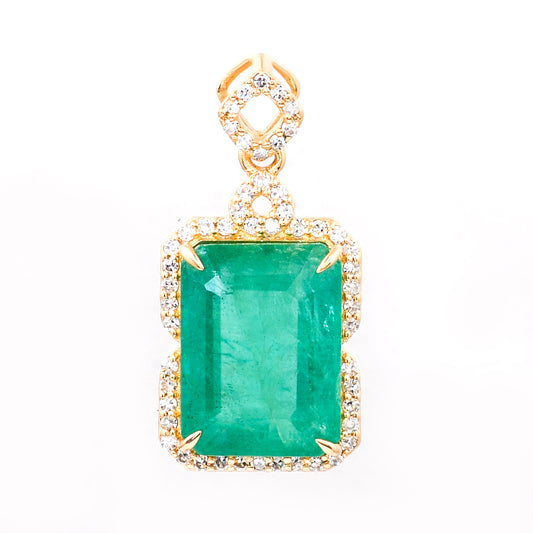 4.49 Ct Octagon Natural Emerald 14K Gold Pendant