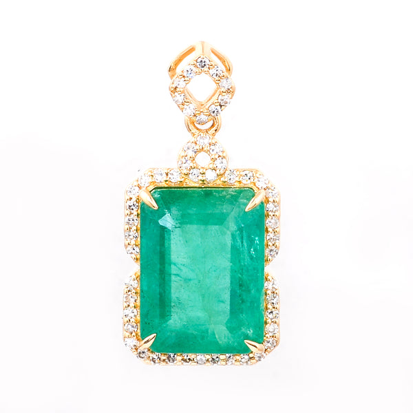 4.49 Ct Octagon Natural Emerald 14K Gold Pendant