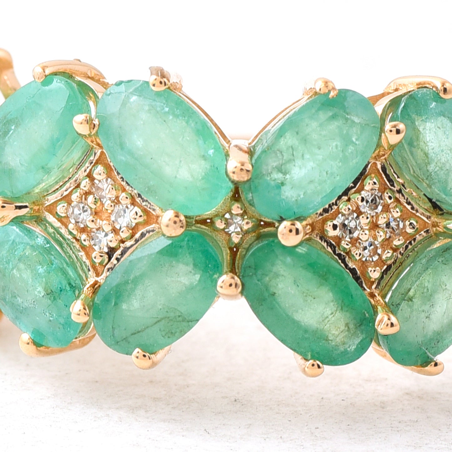 5.47 Ct Oval Mixed Cut Natural Emerald 14K Gold Ring