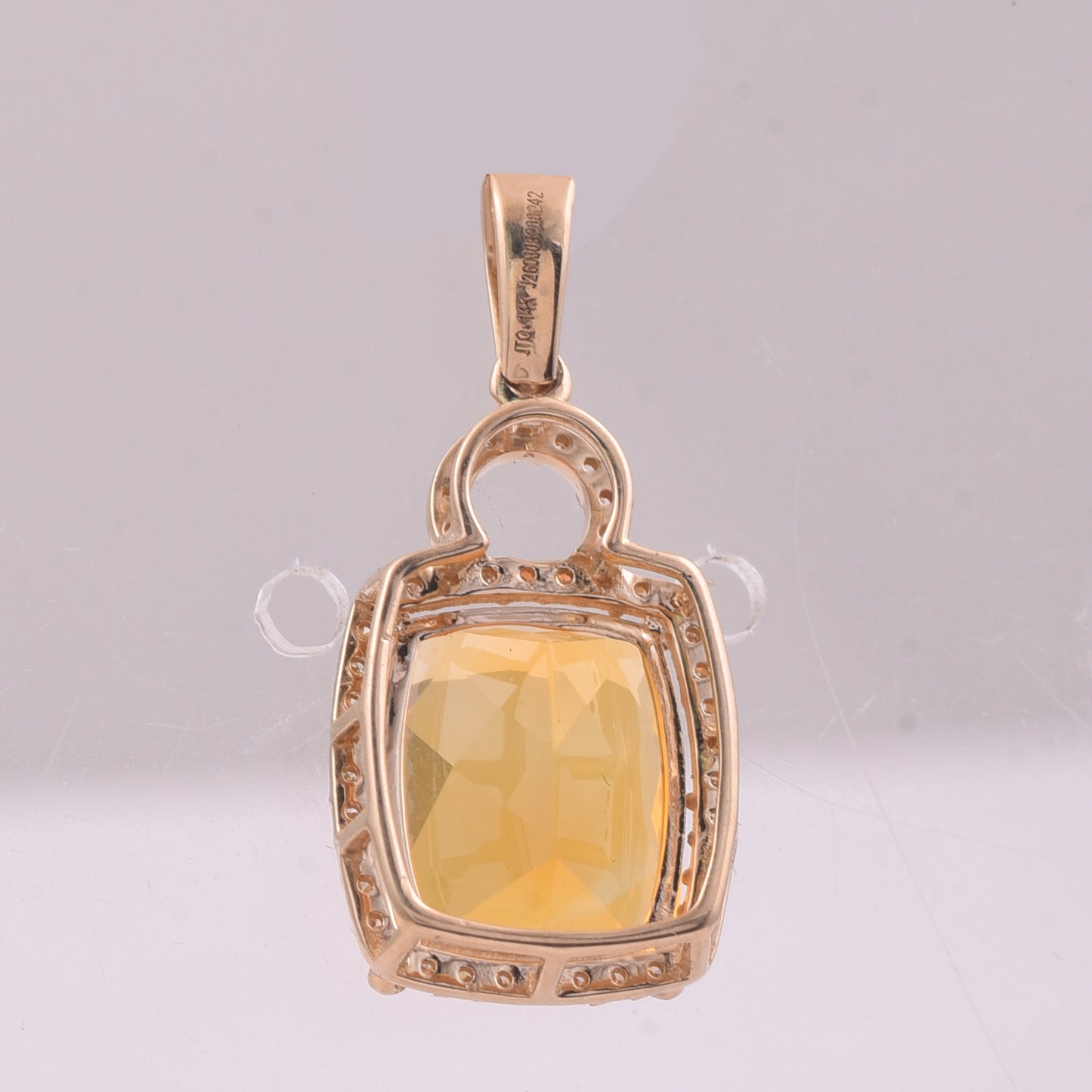 3.05 Ct Cushion Mixed Cut Natural Fire Opal 14K Gold Pendant