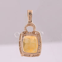 3.05 Ct Cushion Mixed Cut Natural Fire Opal 14K Gold Pendant