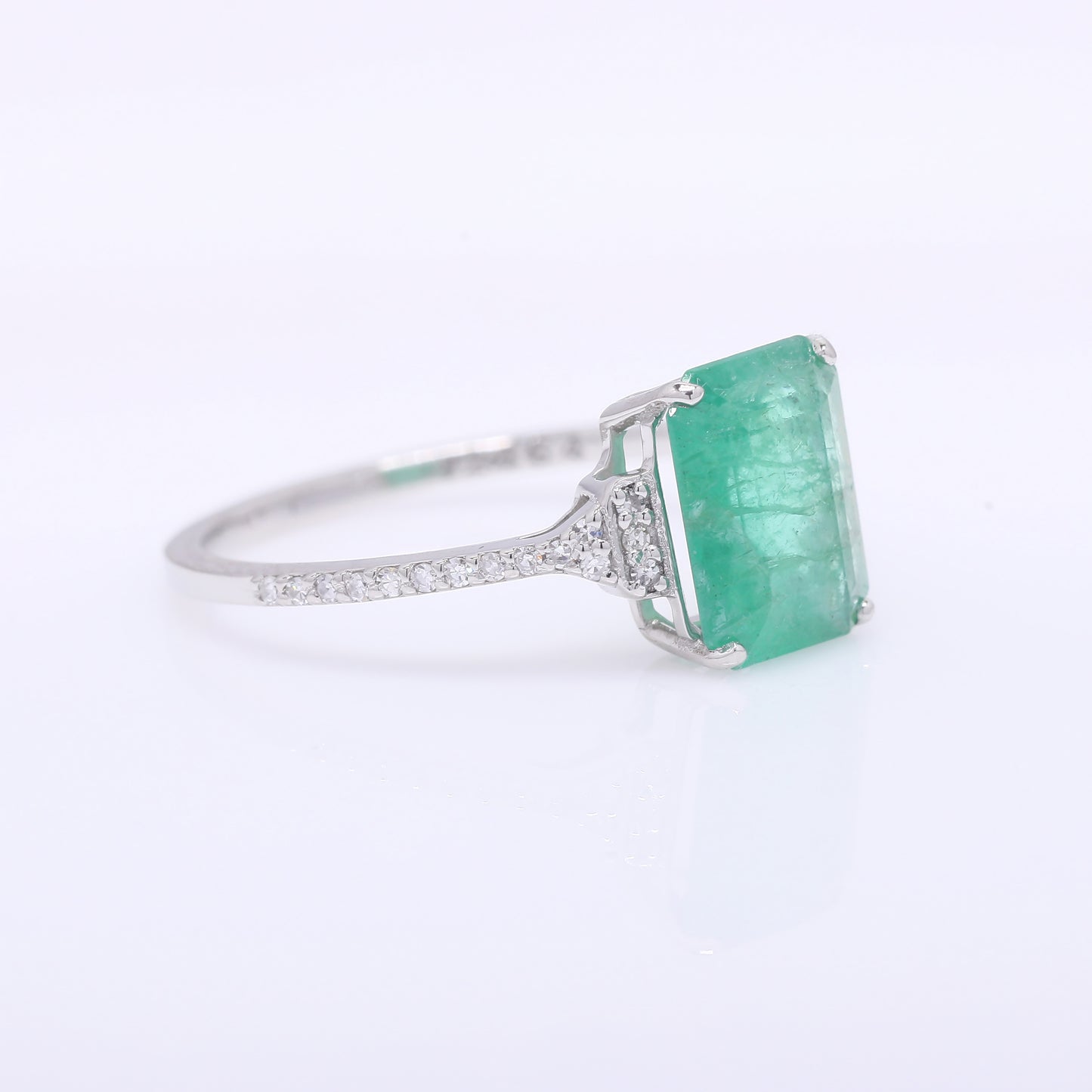 1.79 Ct Octagon Step Cut Natural Emerald 950 Platinum Ring