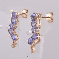 1.67 Ct Oval Natural Tanzanite 14K Gold Earrings