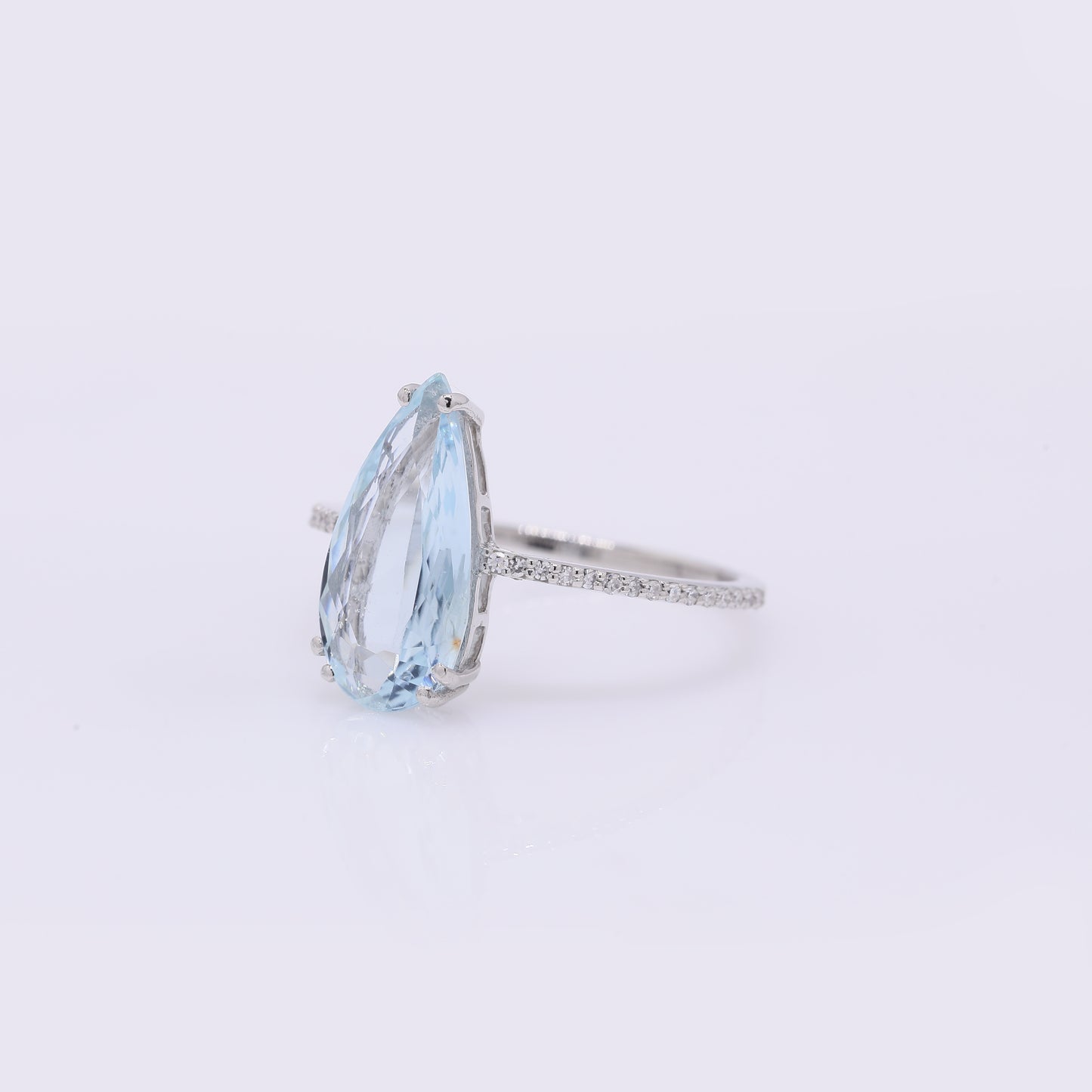 2.29 Ct Pear Mixed Cut Natural Aquamarine 950 Platinum Ring
