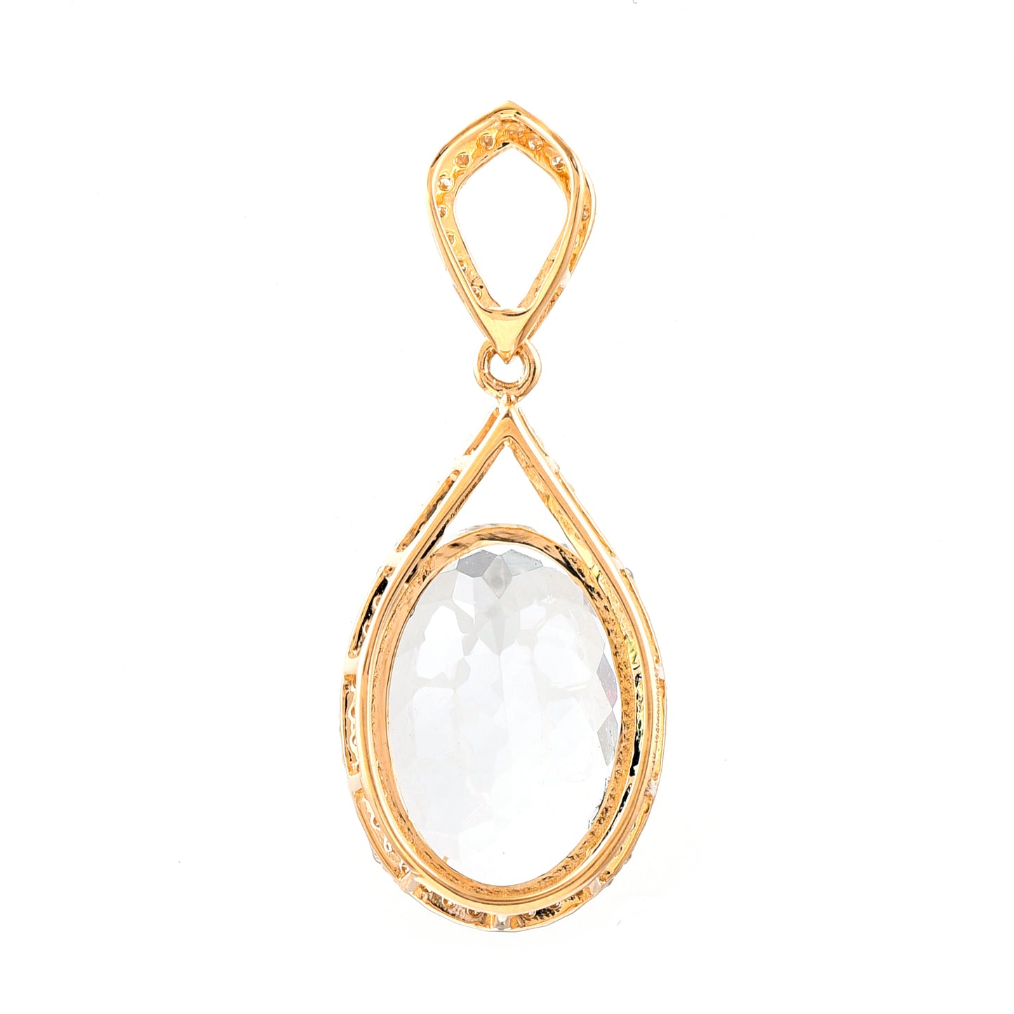 5.21 Ct Oval Mixed Cut Natural Aquamarine 14K Gold Pendant