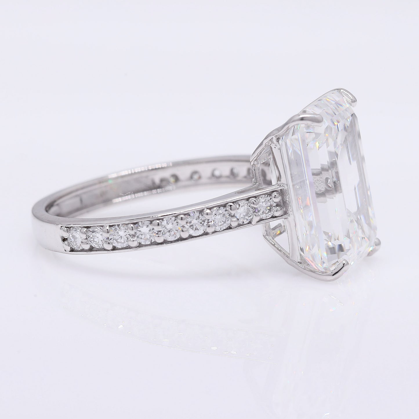 7.93 Ct Emerald Cut Lab Grown Diamond 950 Platinum Ring