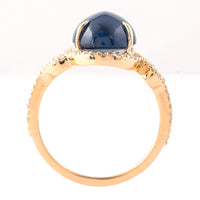 6.66 Ct Oval Cabochon Cut Natural Sapphire 14K Gold Ring