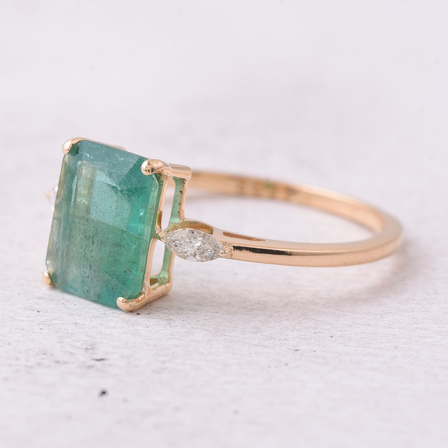 1.90 Ct Octagon Step Cut Natural Emerald 14K Gold Ring