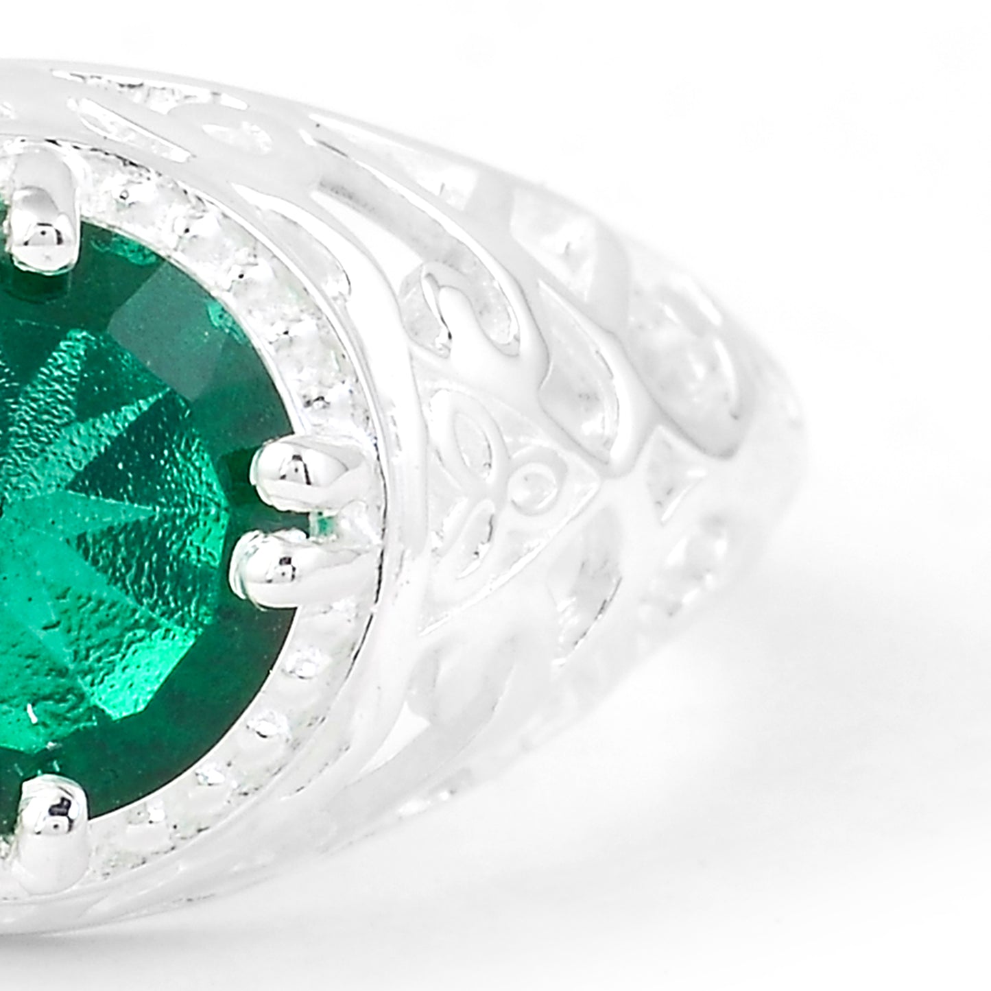 2.18 Ct Round Green Topaz 925 Sterling Silver Ring