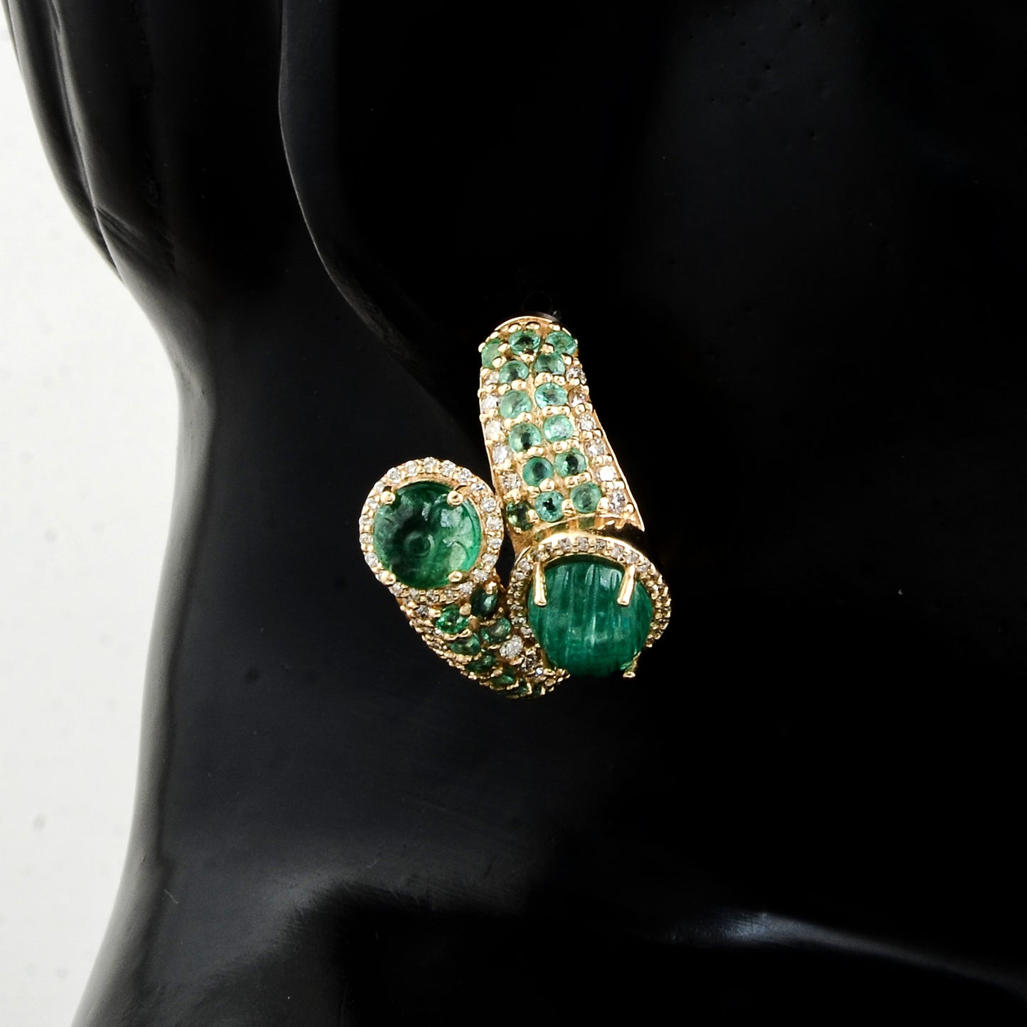 11.29 Ct Oval Emerald 14K Gold Earrings