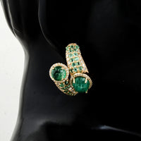 11.29 Ct Oval Emerald 14K Gold Earrings