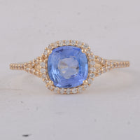 1.58 Ct Cushion Sapphire 9K Gold Ring