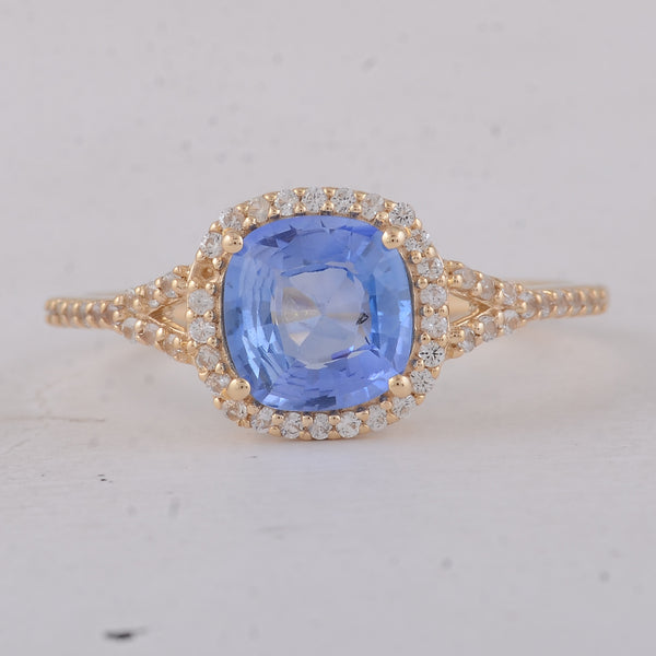 1.58 Ct Cushion Sapphire 9K Gold Ring