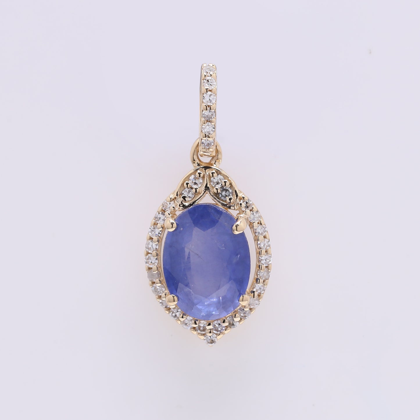 1.57 Ct Oval Mixed Cut Natural Sapphire 14K Gold Pendant