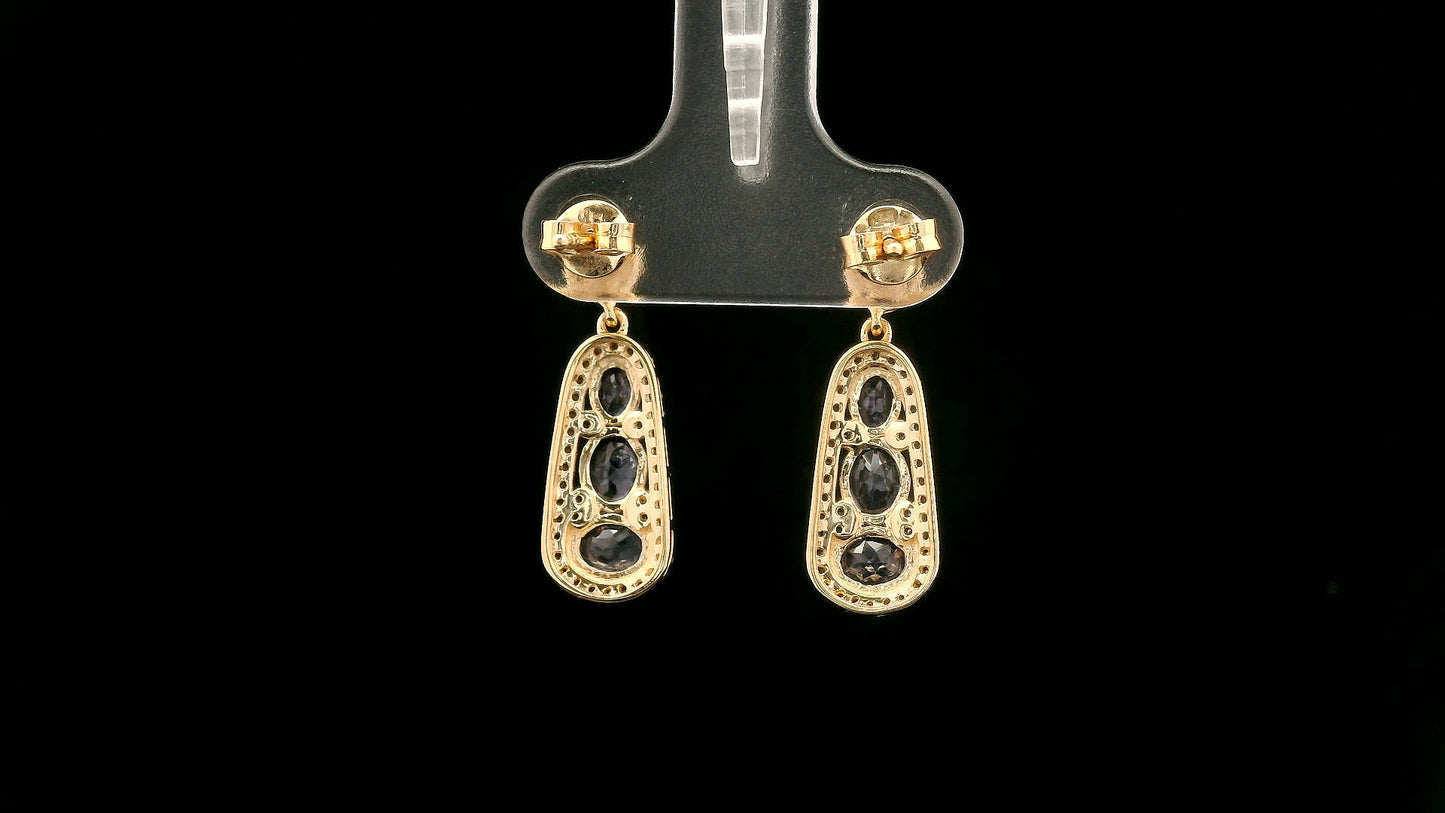 1.87 Ct Oval Tanzanite 14K Gold Earrings