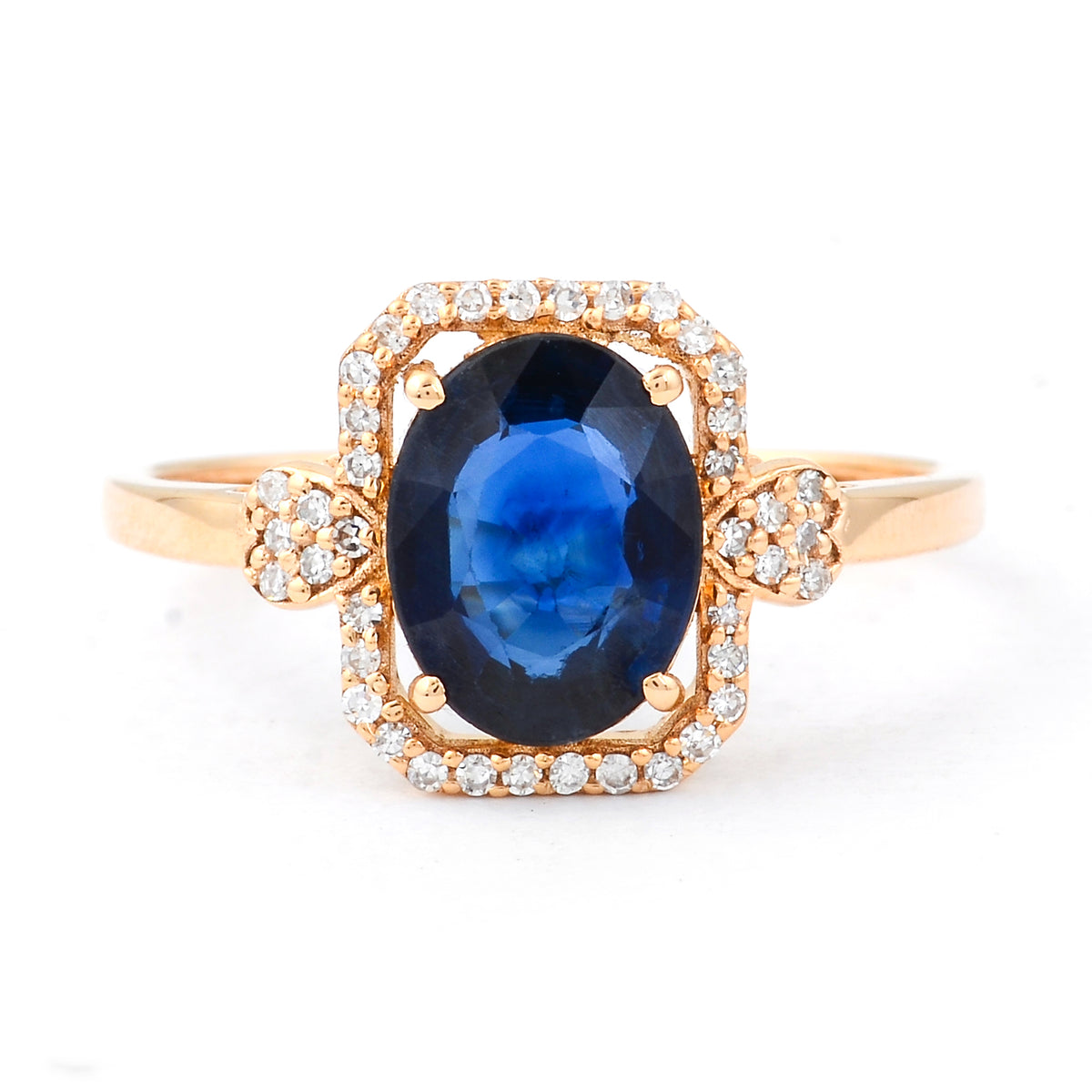 1.92 Ct Oval Mixed Cut Natural Sapphire 14K Gold Ring
