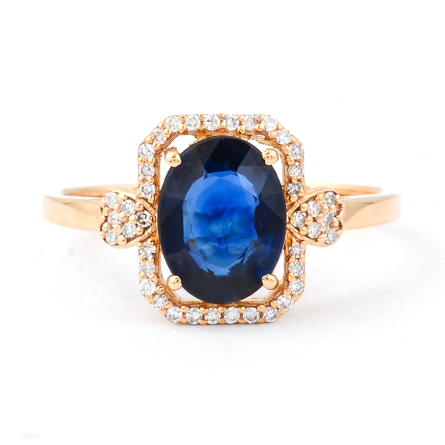 1.92 Ct Oval Mixed Cut Natural Sapphire 14K Gold Ring