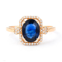 1.92 Ct Oval Mixed Cut Natural Sapphire 14K Gold Ring
