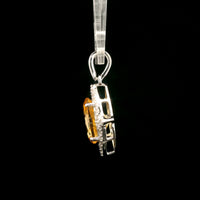 2.63 Ct Oval Citrine, White Zircon 925 Sterling Silver Pendant