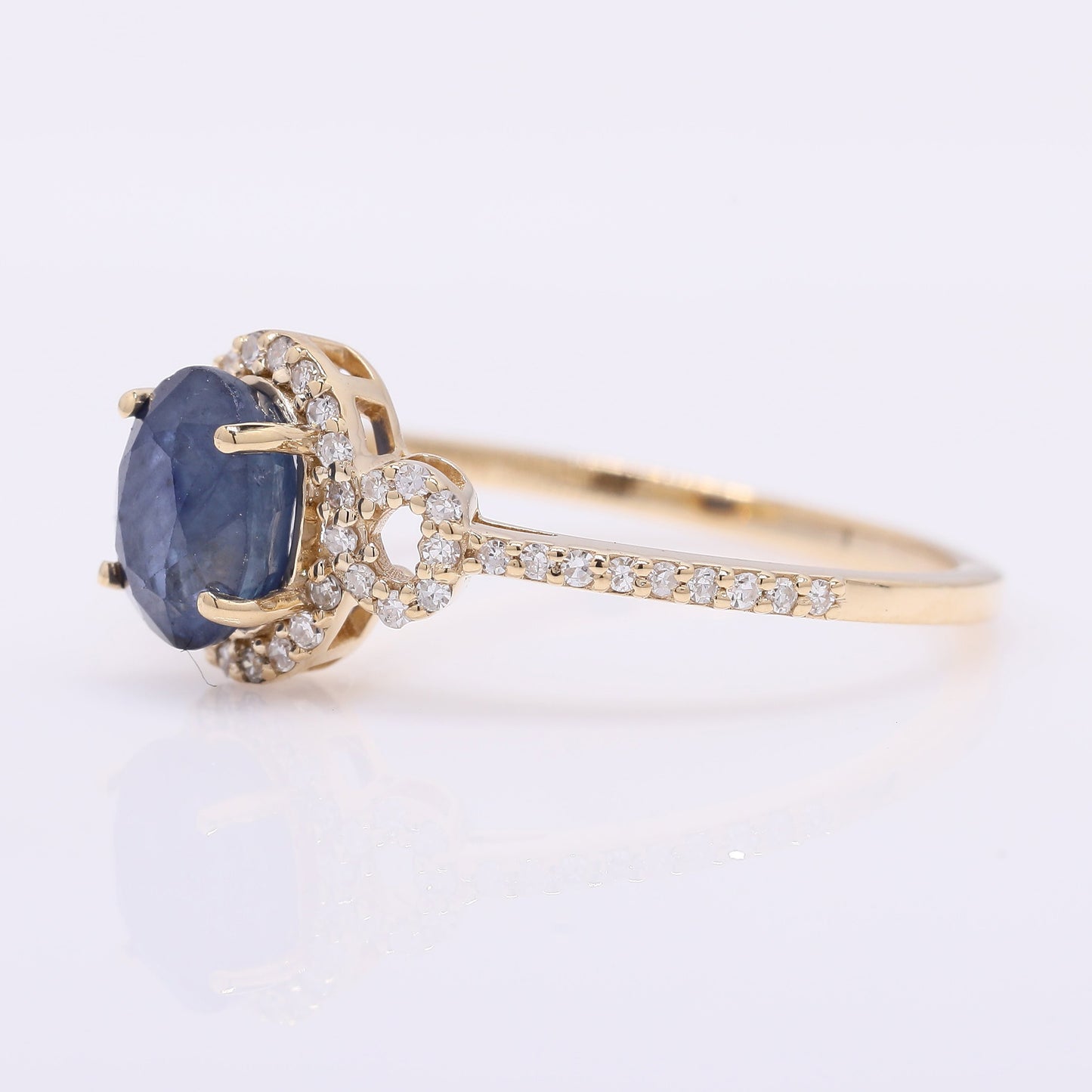 1.67 Ct Oval Mixed Cut Natural Sapphire 14K Gold Ring