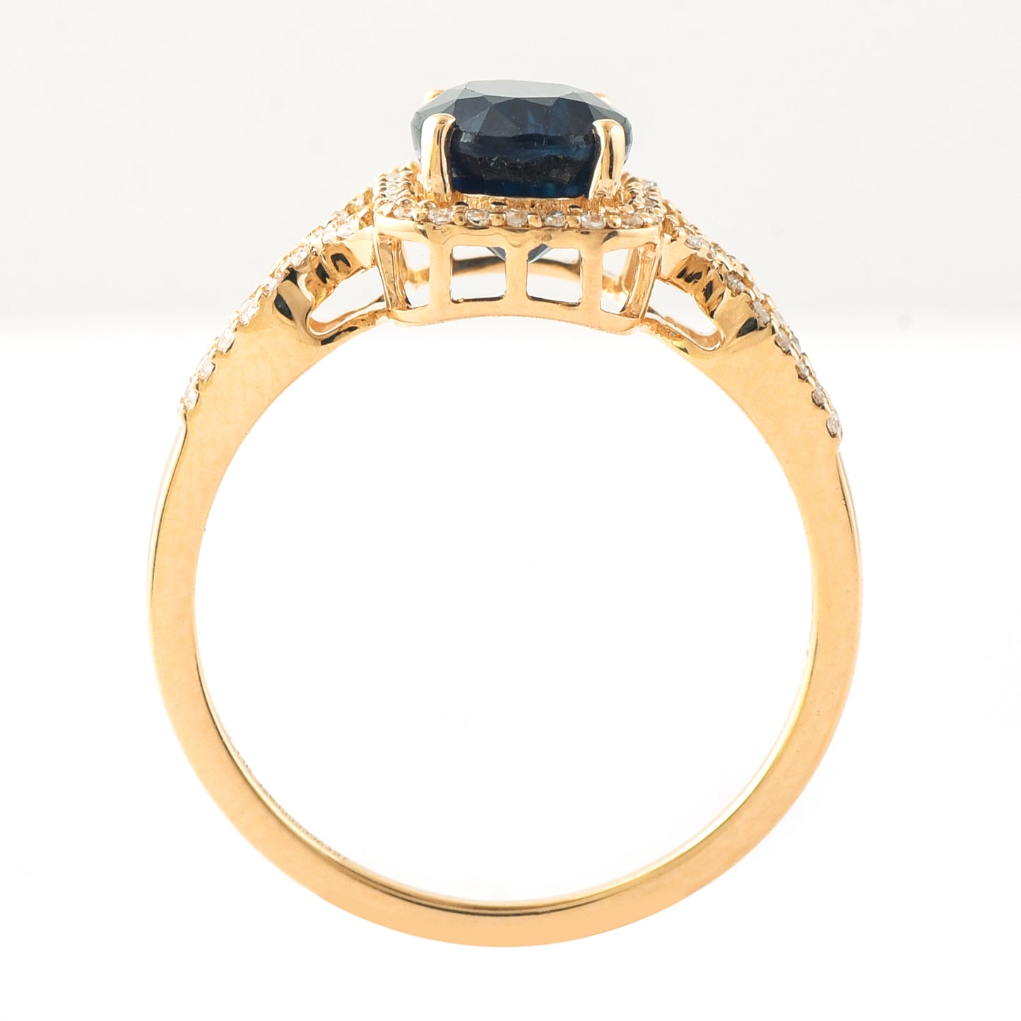 2.34 Ct Oval Mixed Cut Natural Sapphire 14K Gold Ring