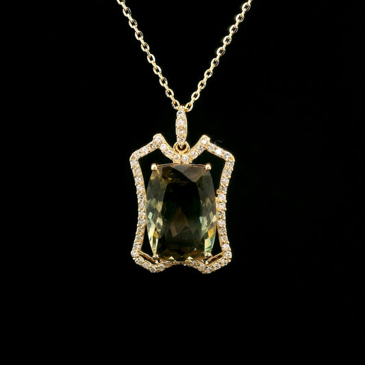 3.33 Ct Cushion Oregon Sunstone 14K Gold Pendant