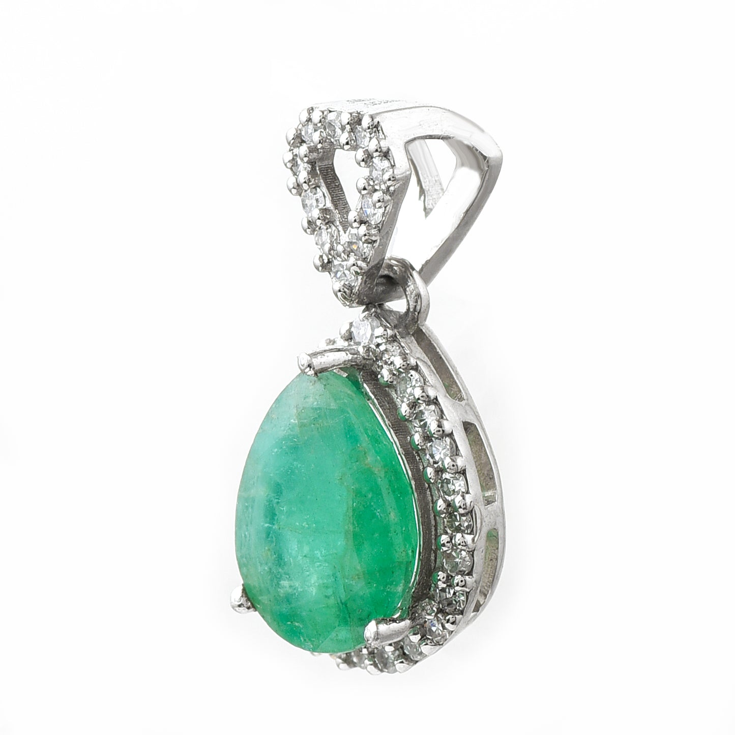 1.05 Ct Pear Emerald 950 Platinum Pendant