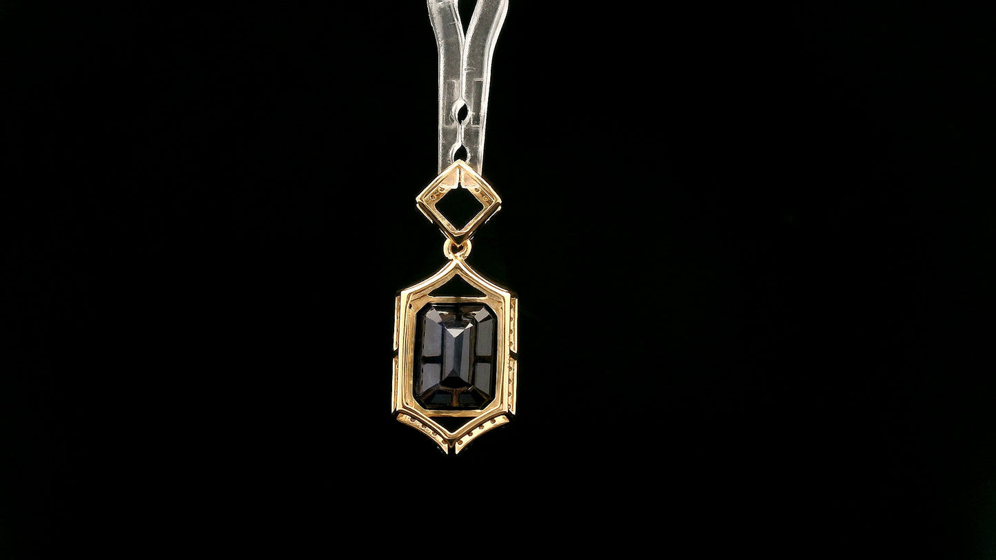 4.01 Ct Octagon Natural Sapphire 14K Gold Pendant