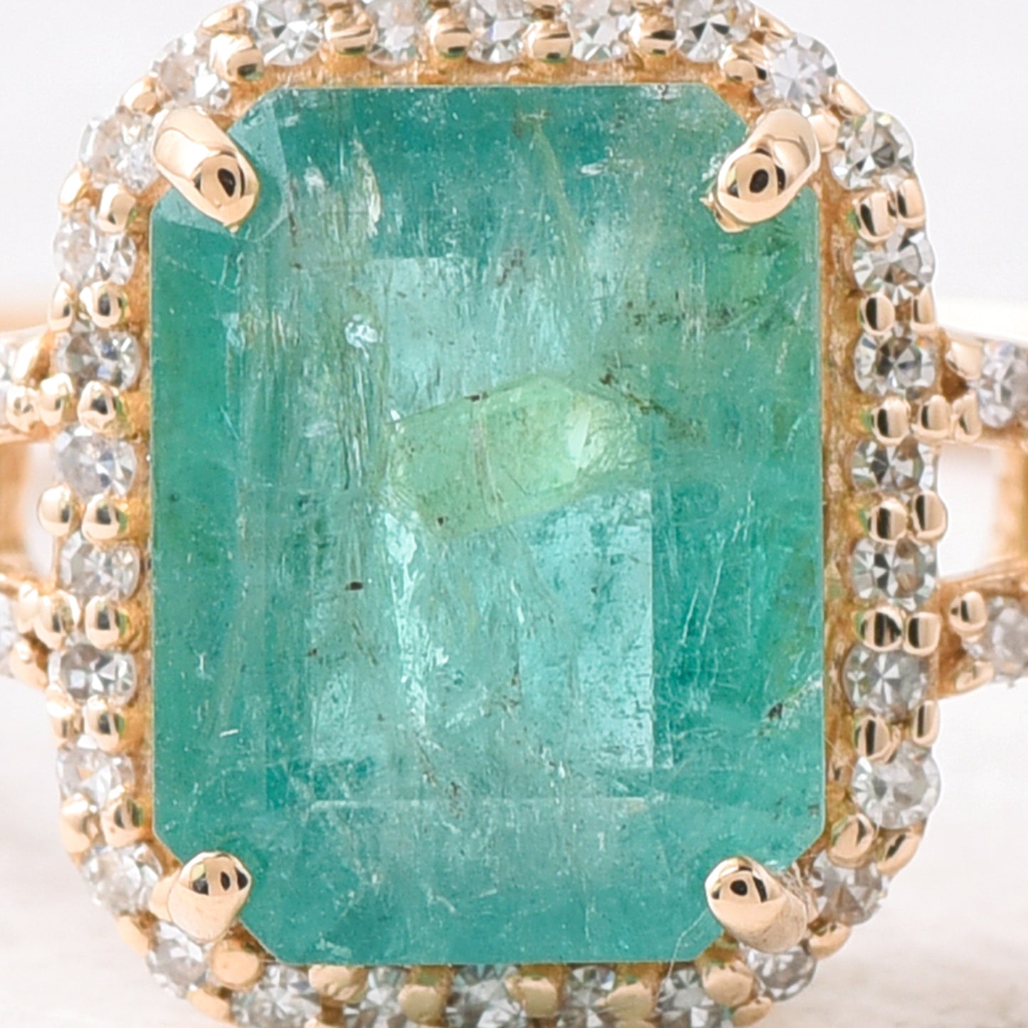 2.20 Ct Octagon Step Cut Natural Emerald 14K Gold Ring