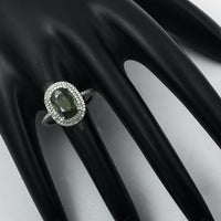 2.41 Ct Cushion Mixed Cut Natural Green Sapphire 950 Platinum Ring
