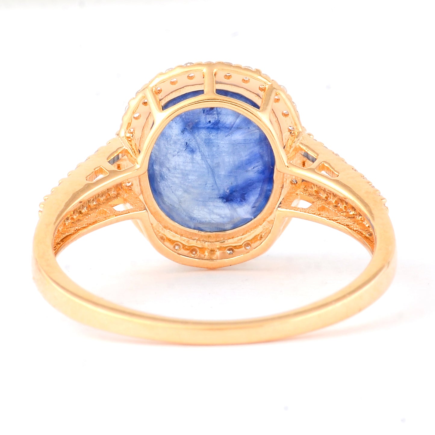 3.76 Ct Oval Mixed Cut Natural Sapphire 14K Gold Ring