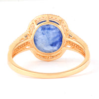 3.76 Ct Oval Mixed Cut Natural Sapphire 14K Gold Ring