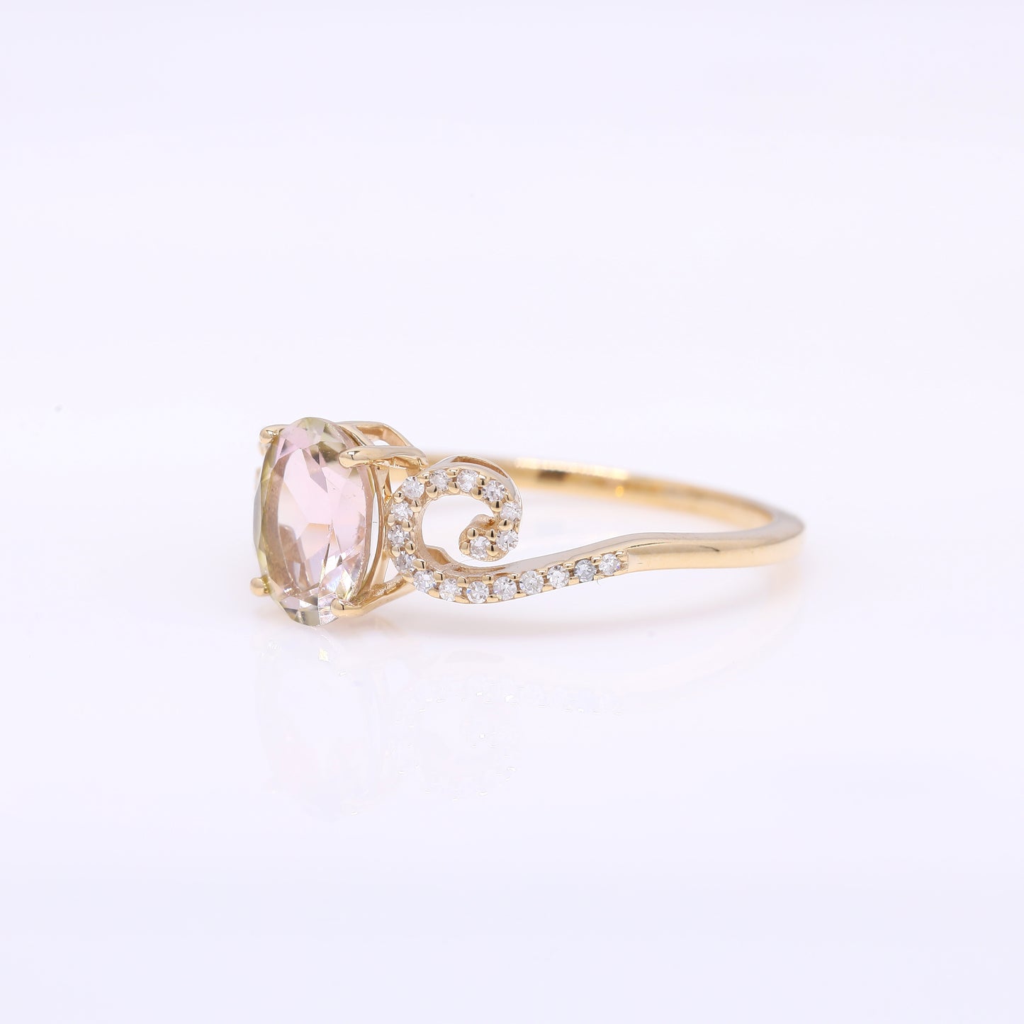 1.30 Ct Oval Mixed Cut Natural Tourmaline 14K Gold Ring