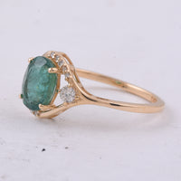 1.39 Ct Oval Natural Emerald 14K Gold Ring