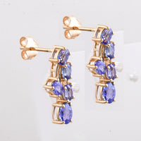 2.24 Ct Oval Natural Tanzanite 14K Gold Earrings