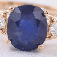 1.77 Ct Cushion Natural Sapphire 14K Gold Ring