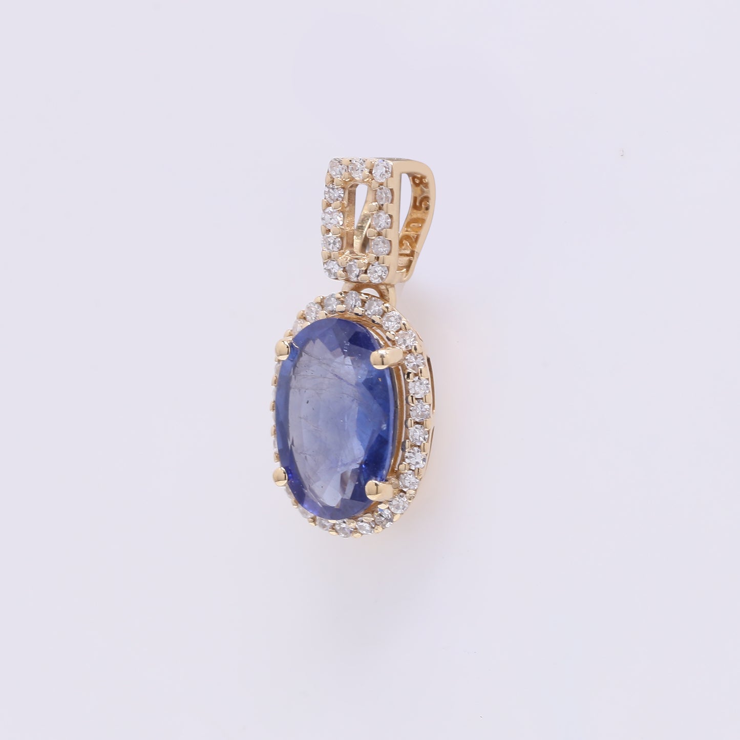 1.44 Ct Oval Mixed Cut Natural Sapphire 14K Gold Pendant
