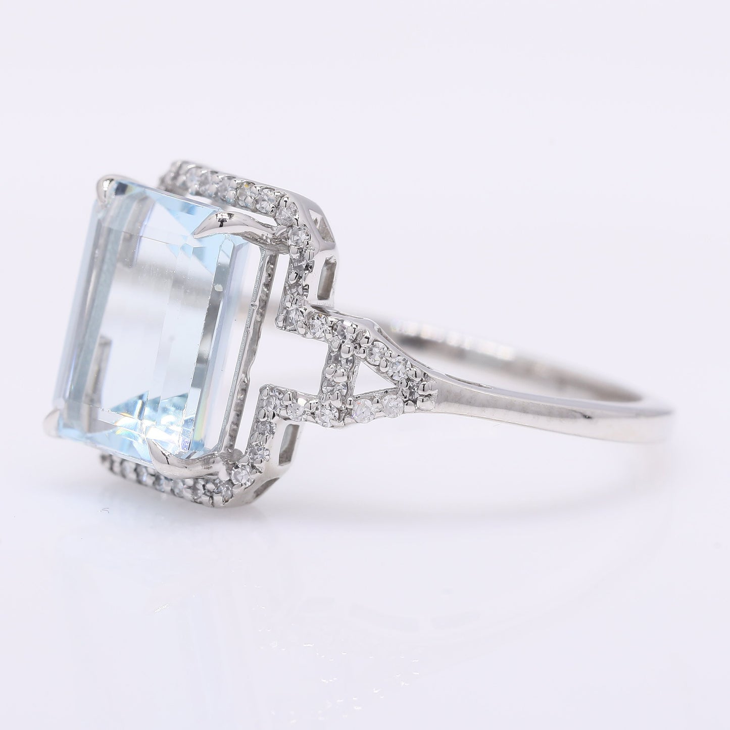 3.17 Ct Octagon Step Cut Natural Aquamarine 950 Platinum Ring