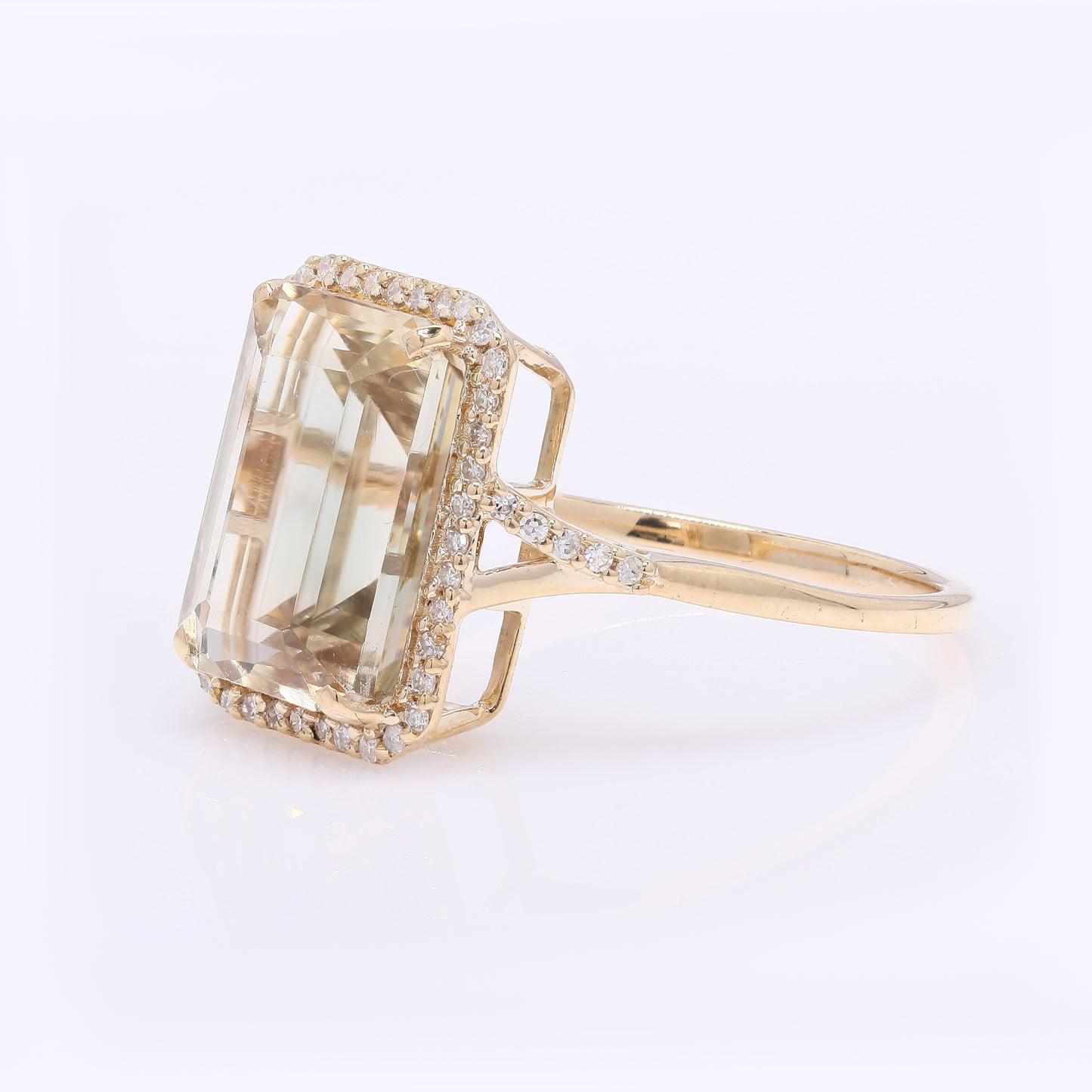 4.84 Ct Octagon Step Cut Natural Sunstone 14K Gold Ring