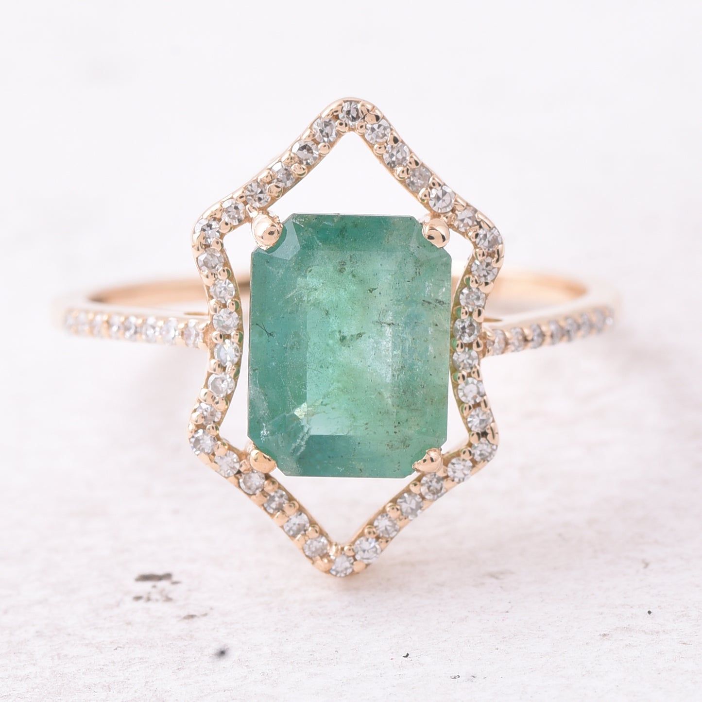1.83 Ct Octagon Step Cut Natural Emerald 14K Gold Ring