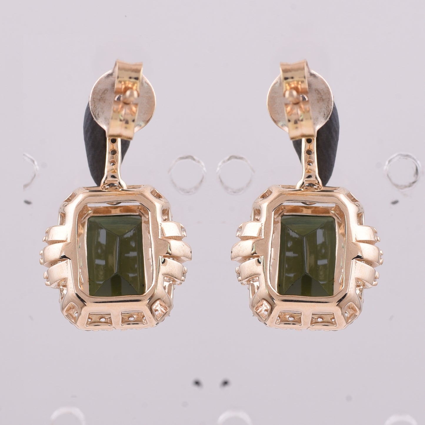 3.48 Ct Octagon Tourmaline 9K Gold Earrings