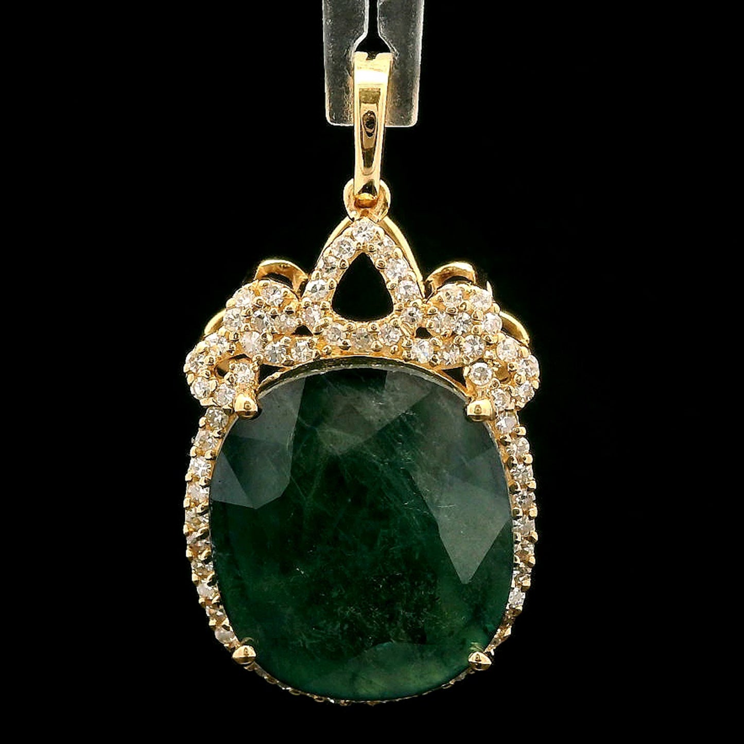 11.08 Ct Cushion Mixed Cut Natural Sapphire 14K Gold Pendant